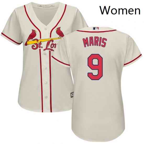Womens Majestic St Louis Cardinals 9 Roger Maris Replica Cream Alternate Cool Base MLB Jersey